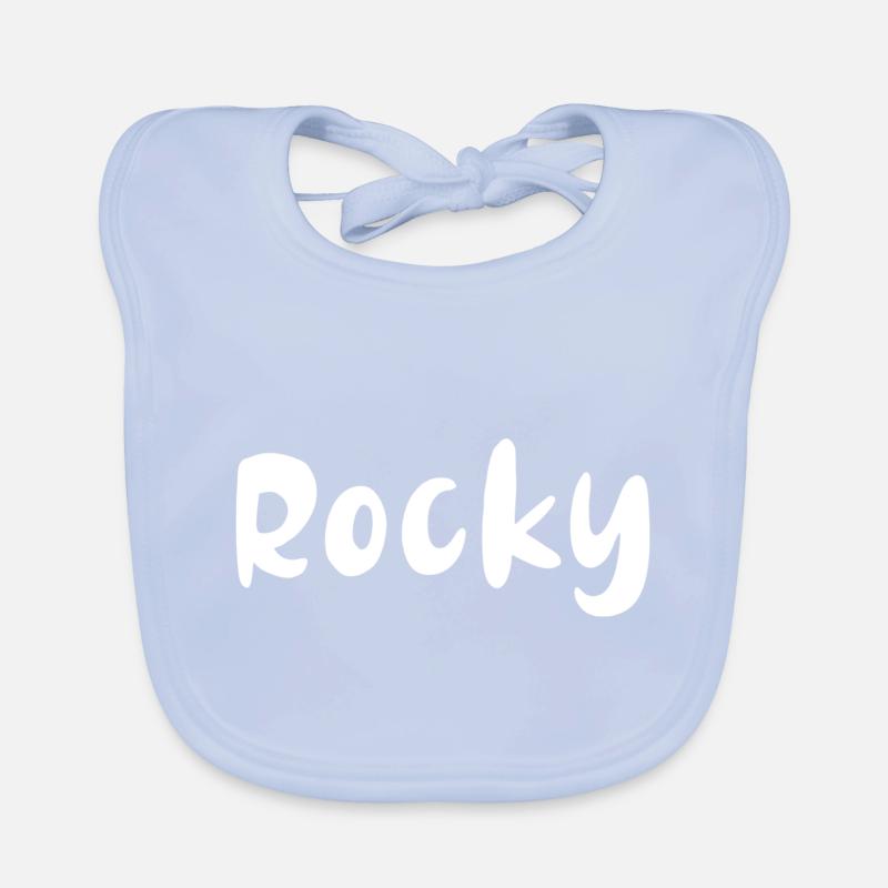 Name, Schrift,weiss,rocky Baby Bio-Lätzchen