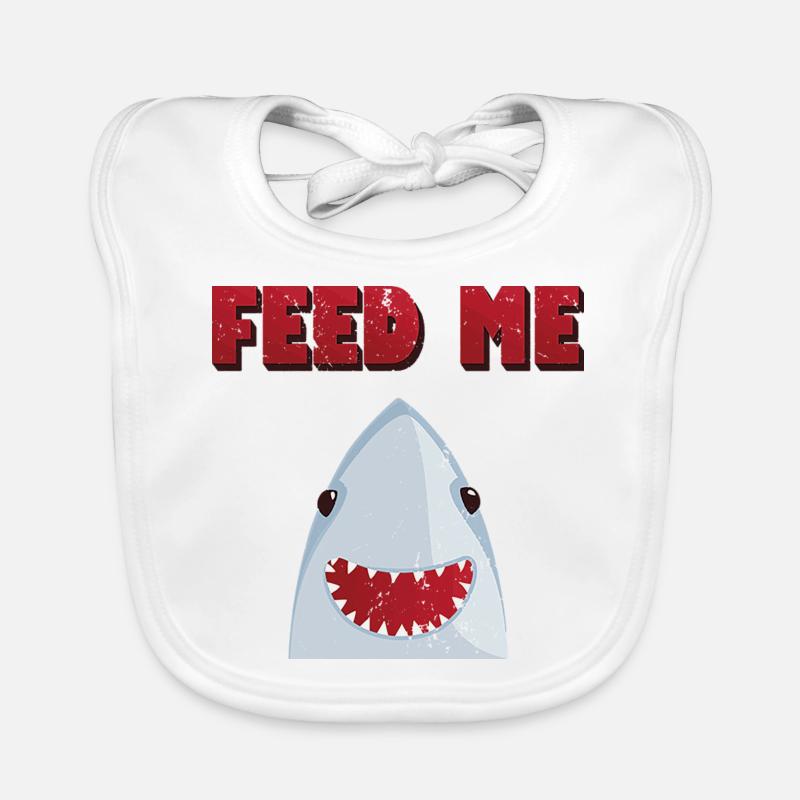 Shark Feed Me Graphic Organic Baby Bibs