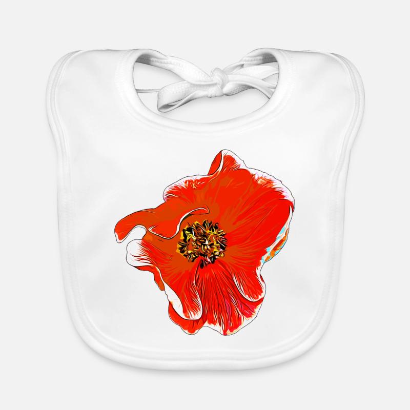 Fleurs Rose orange Bavoir bio Bébé
