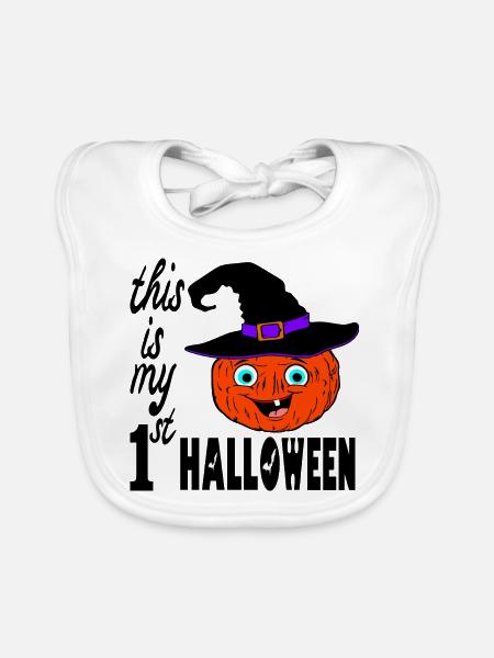 Babys erster Halloween-Kürbis - Baby Bio-Lätzchen - Weiß - Vorne