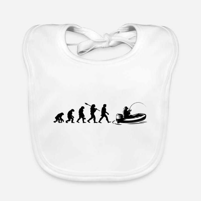 Evolution Bateau pêche | Pêcheur Cadeau Bavoir bio Bébé