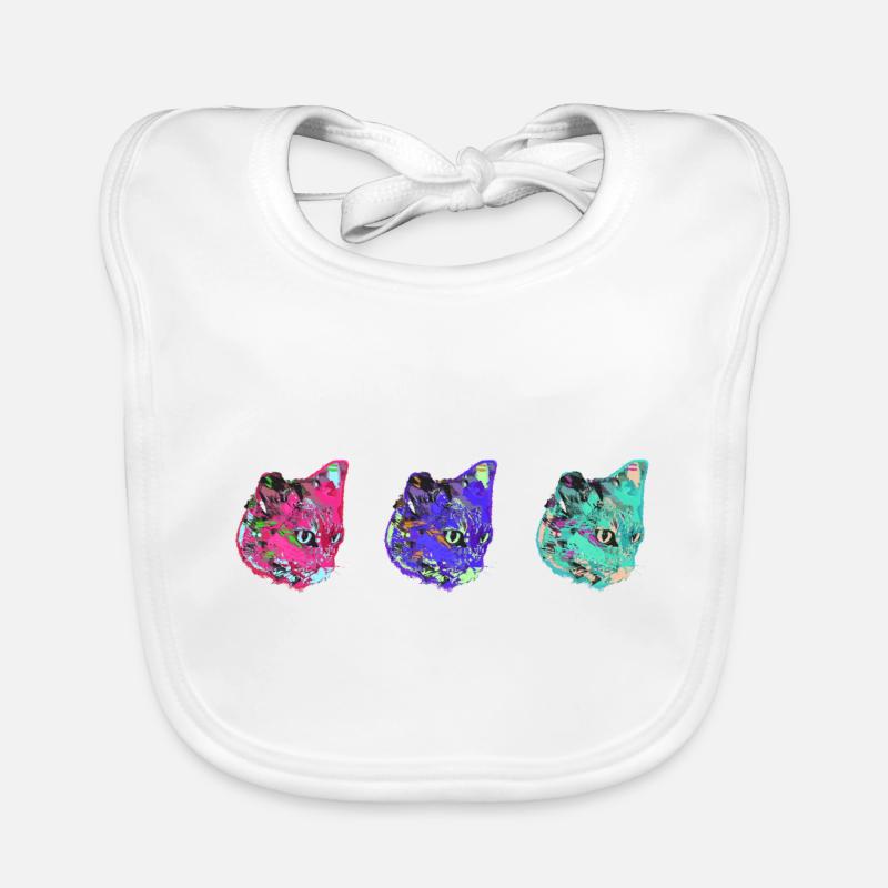katzen, bunt,pop-art, kunst,warhol,graffiti,katze Baby Bio-Lätzchen