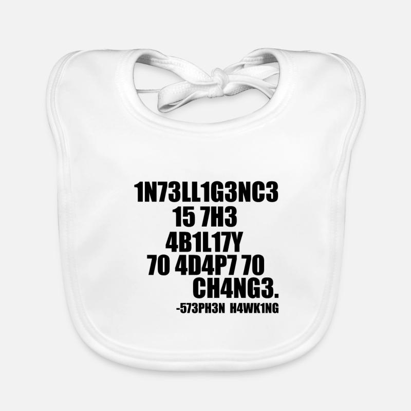 INTELLIGENTER STEPHEN HAWKING SPRUCH! GESCHENKIDEE - Baby Bio-Lätzchen - Weiß