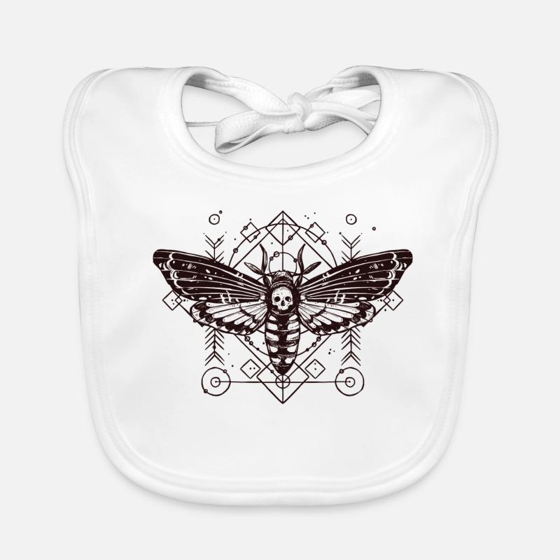 Papillon B de tatouage d'insecte Schaedel Skull Skull - Bavoir bio Bébé - blanc