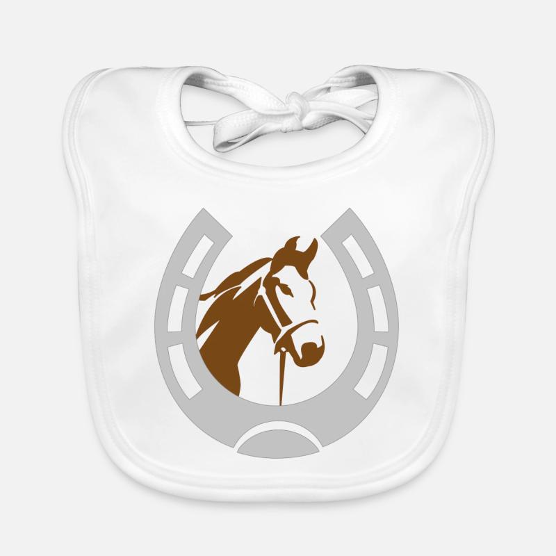 Cheval en fer à cheval - Bavoir bio Bébé - blanc