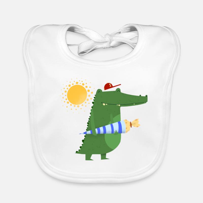 Ecolier Crocodile | Idée de cadeau de début d'école Bavoir bio Bébé