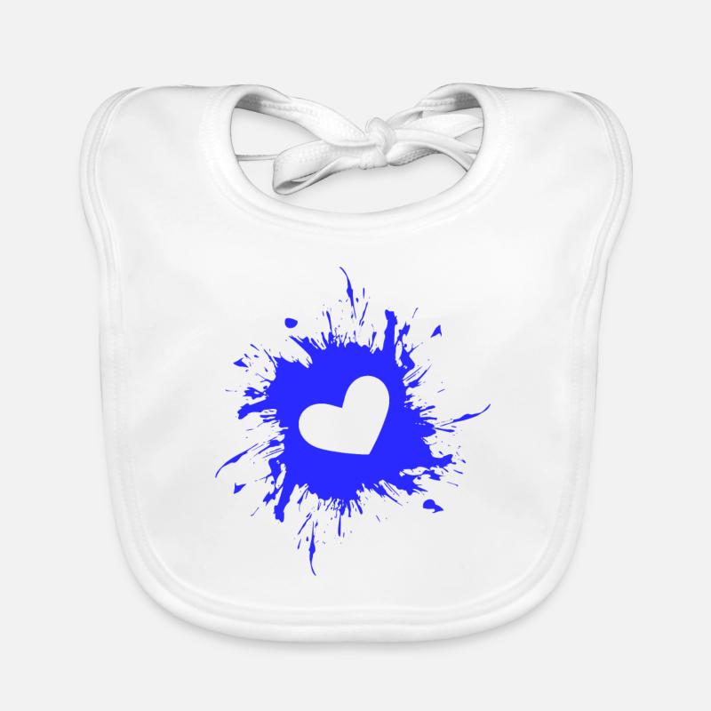 Heart stain ink blue Organic Baby Bibs