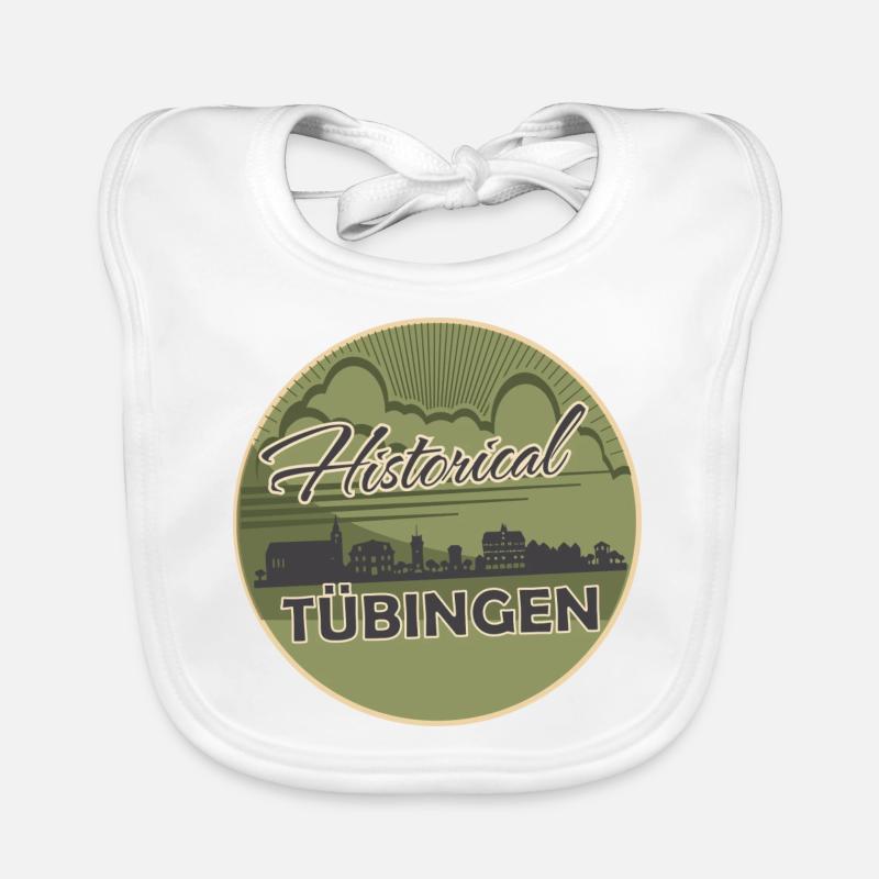 tübingen, skyline, cercle, coupe ciseaux, vert, rétro Bavoir bio Bébé