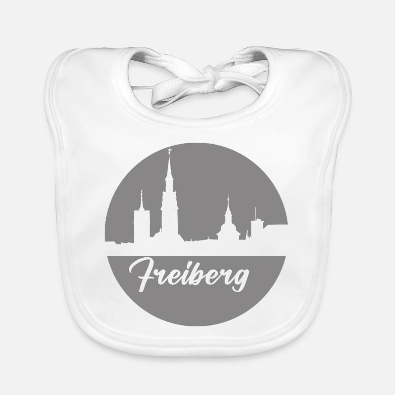 grau, skyline, kreis, scherenschnitt,freiberg Baby Bio-Lätzchen