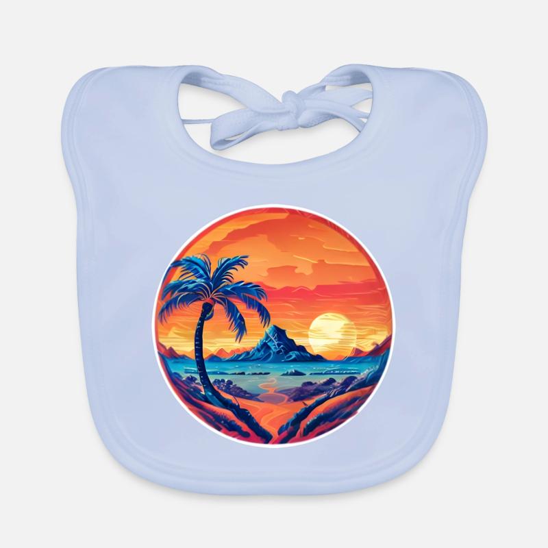 Vintage Beach Landscape complement Organic Baby Bibs