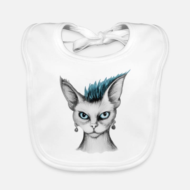 Chat avec coiffure punk Bavoir bio Bébé