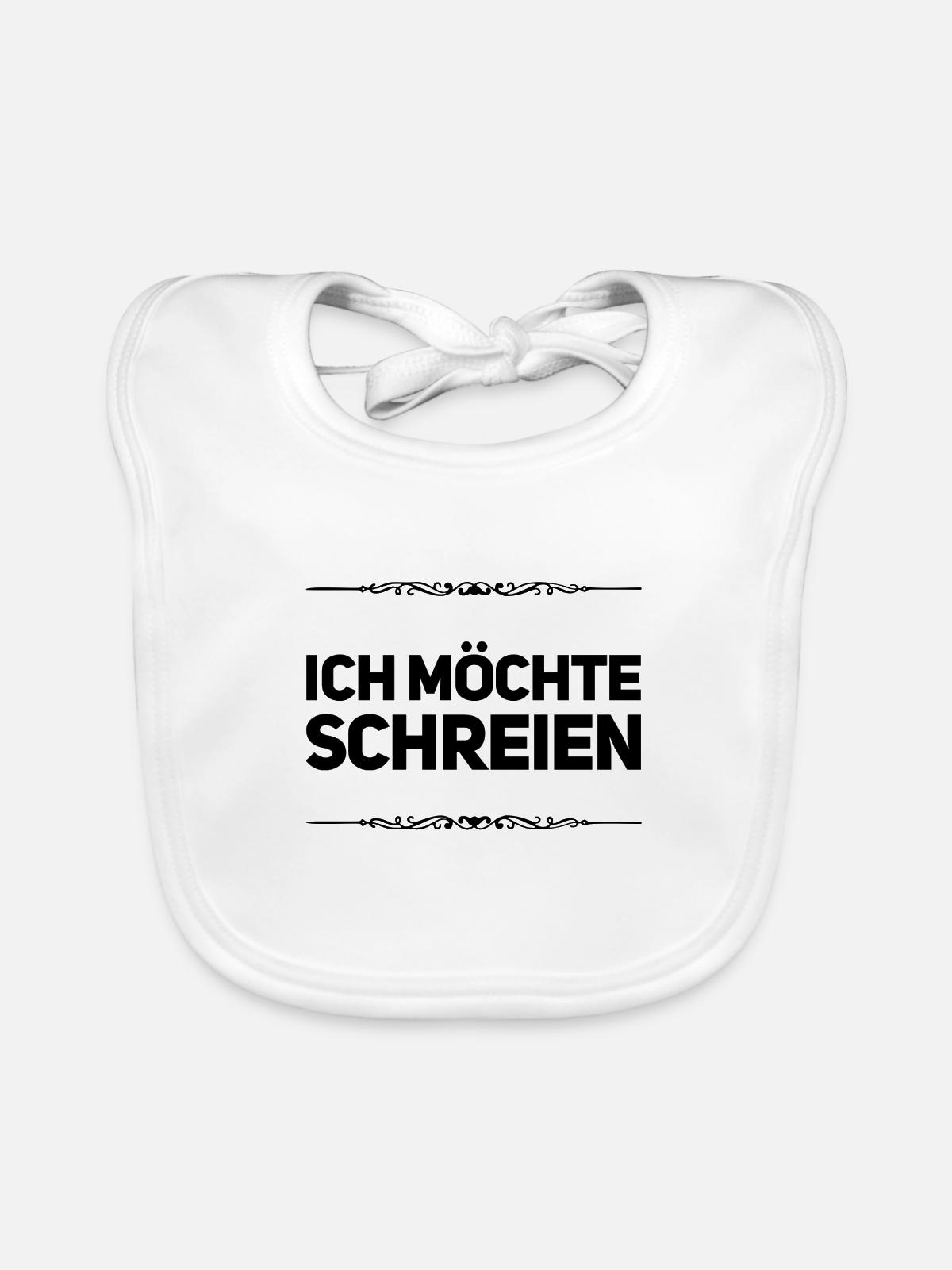 ich will schreien - Baby Bio-Lätzchen - Weiß - Vorne