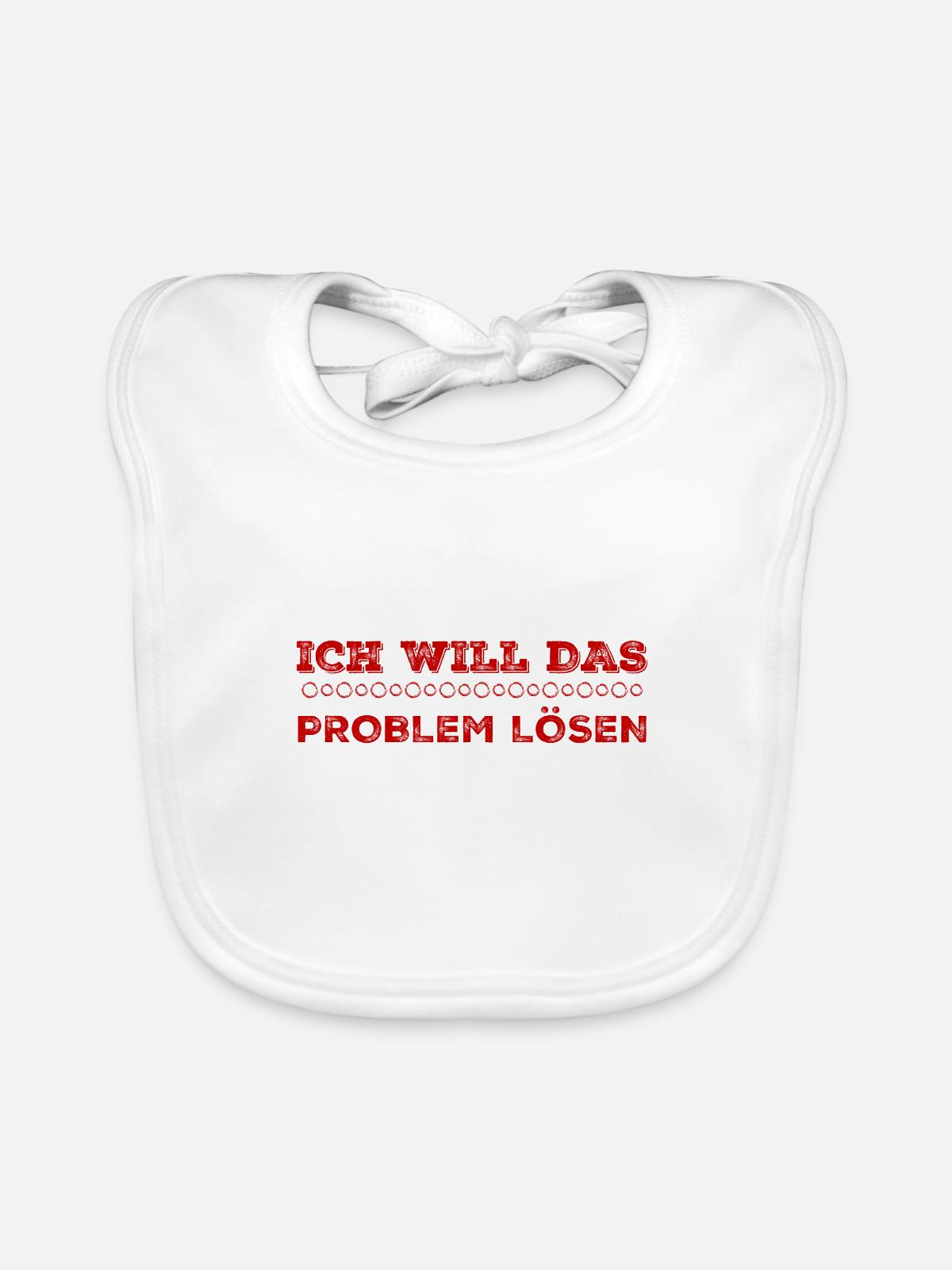 das Problem kann kommen - Baby Bio-Lätzchen - Weiß - Vorne