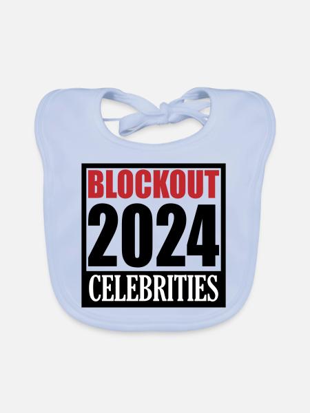 Blockout Celebrities 2024 | Colors can be changed - Organic Baby Bibs - sky blue - Front