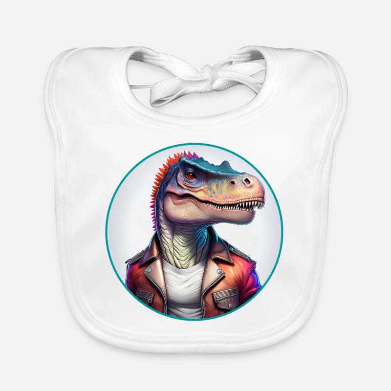 Dinosaur Leather Jacket Organic Baby Bibs