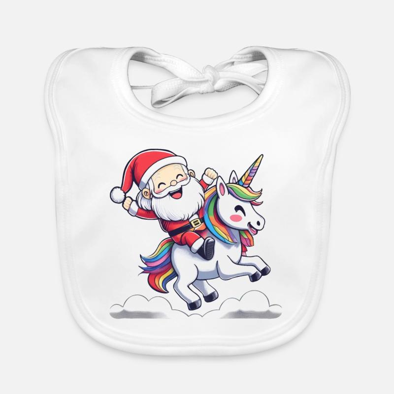 Weihnachtsmann reitet auf Einhorn Baby Bio-Lätzchen