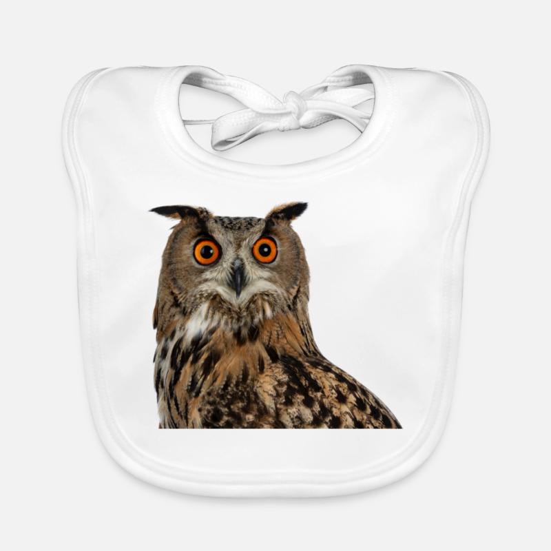 Eule - Baby Bio-Lätzchen - Weiß