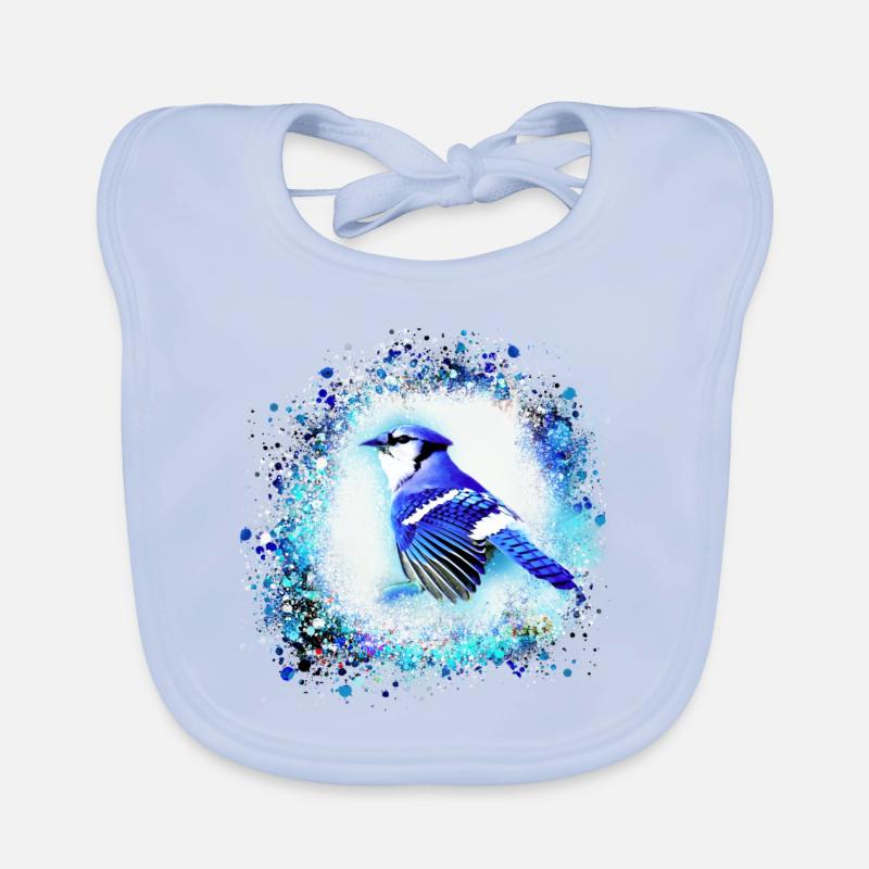 blue jay, oiseau, bleu, graffiti ,aquarelle ,perruque Bavoir bio Bébé