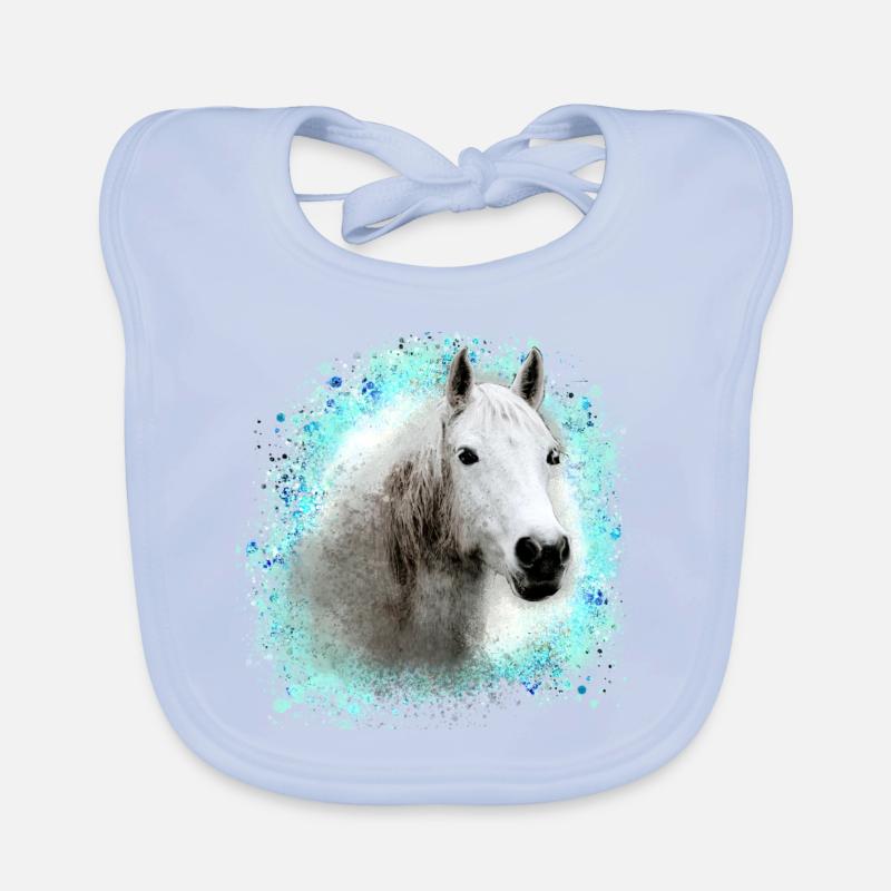 horse,mold,graffiti,painting,white horse, Organic Baby Bibs