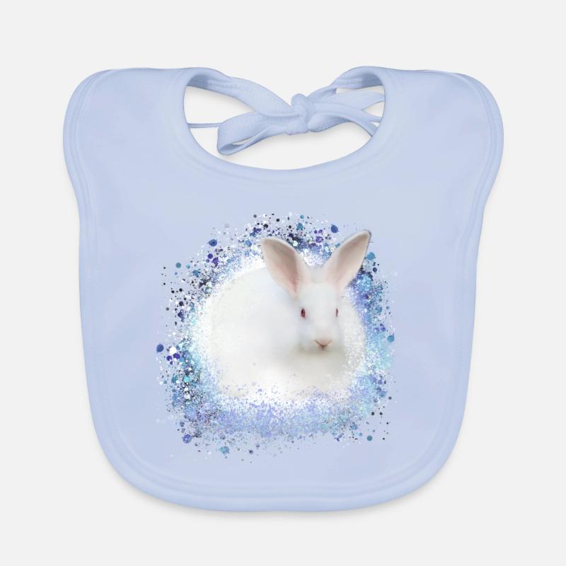 lapin blanc, lapin, graffiti, bleu Bavoir bio Bébé