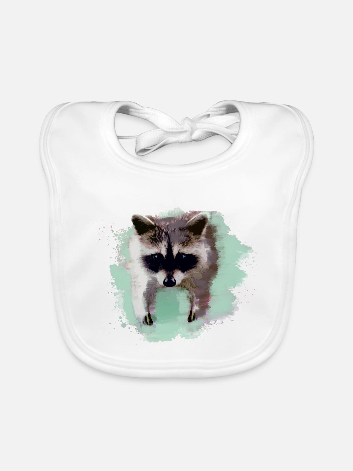 waschbär,bär,graffiti,malerei,mint - Baby Bio-Lätzchen - Weiß - Vorne