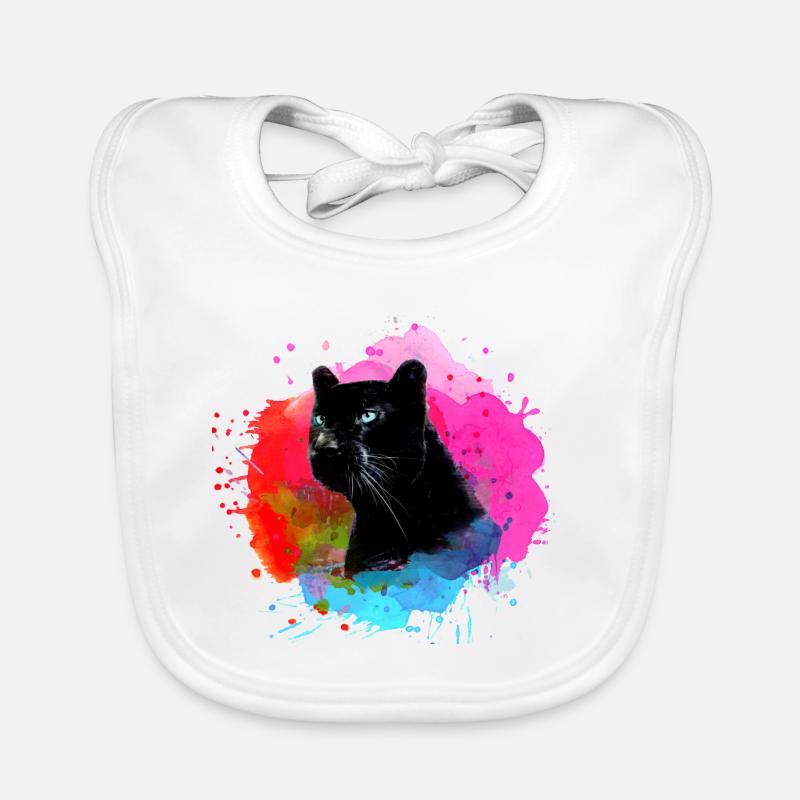 panthère, guépard, léopard, noir, coloré, graffiti Bavoir bio Bébé
