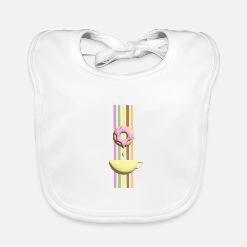 Einladung zum Kaffee oder Tee mit Rosa Donut. Baby Bio-Lätzchen