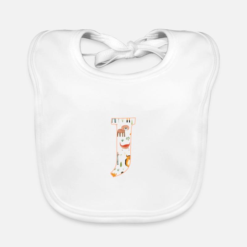 Buchstabe J, Monogramm, Tiermuster Baby Bio-Lätzchen
