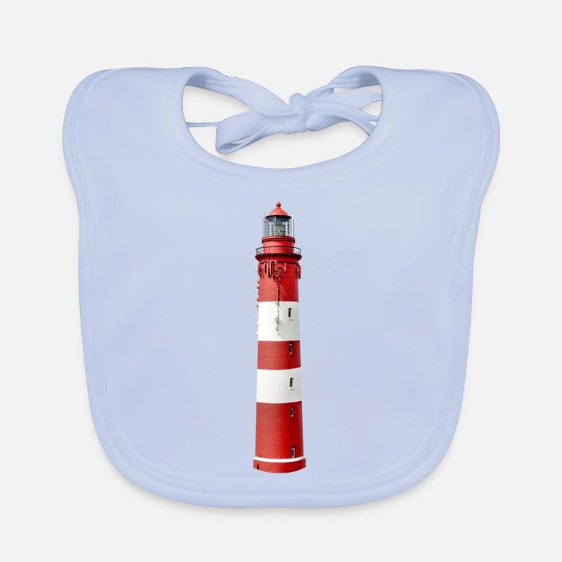Lighthouse exposed, red white Organic Baby Bibs