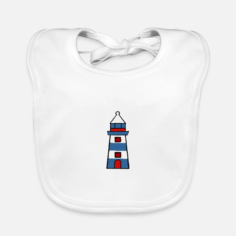 Lighthouse - red blue design Organic Baby Bibs