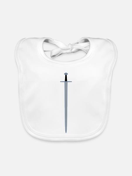 Sword - Organic Baby Bibs - white - Front