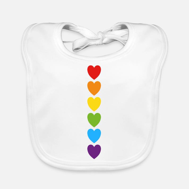 Pride rainbow hearts Organic Baby Bibs
