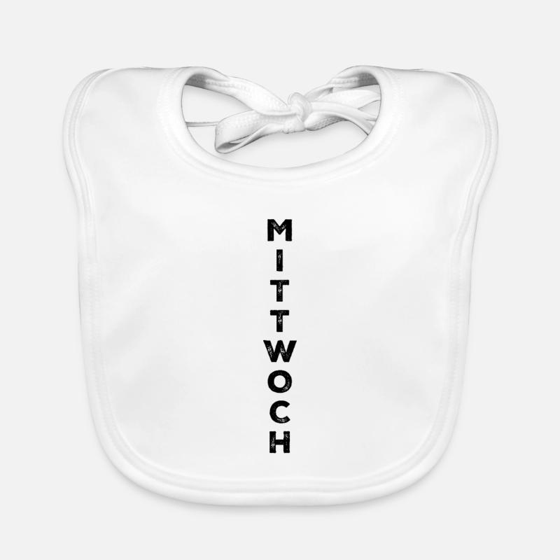 Mittwoch - schwarz - Baby Bio-Lätzchen - Weiß