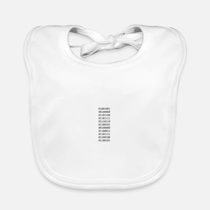 "I LOVE CODE" en données binaires. Bavoir bio Bébé