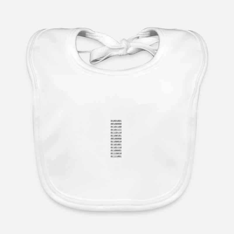 »I LOVE BINARY« in Binärdarstellung. Baby Bio-Lätzchen