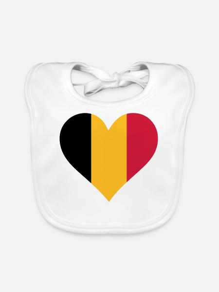 A heart for Belgium - Organic Baby Bibs - white - Front