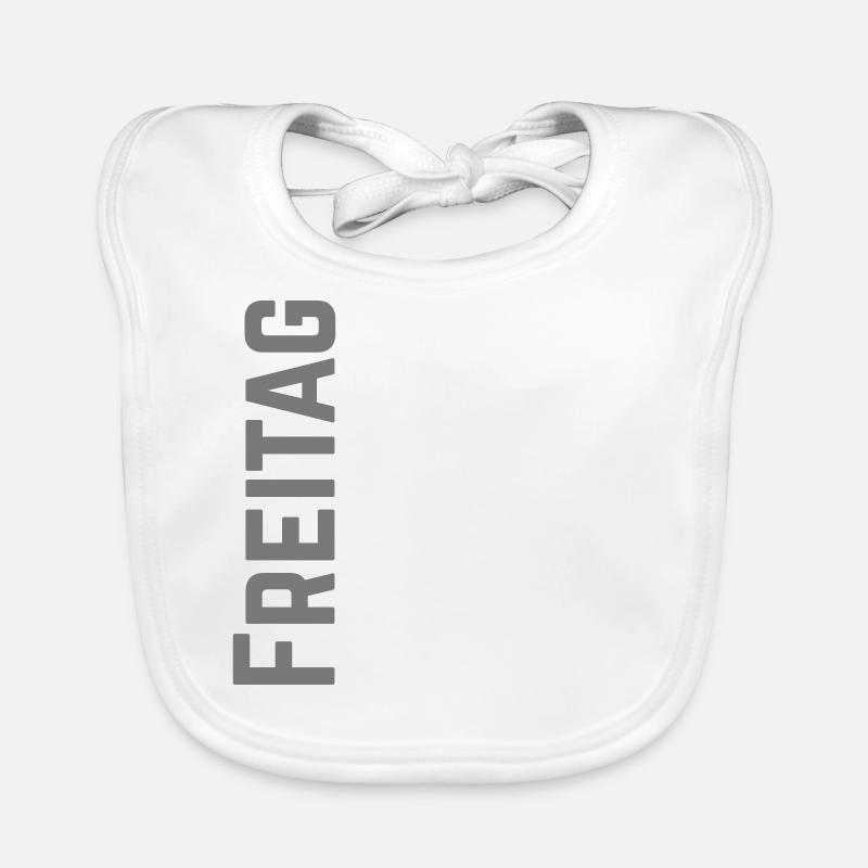Friday weekday as text - Organic Baby Bibs - white