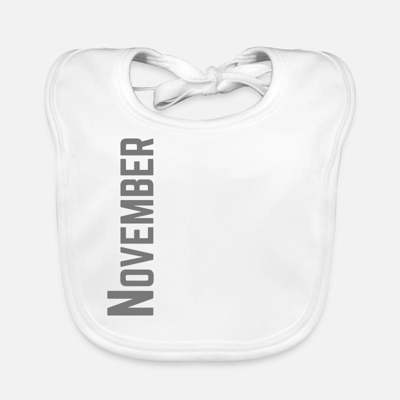 November month as text | Color customizable Organic Baby Bibs