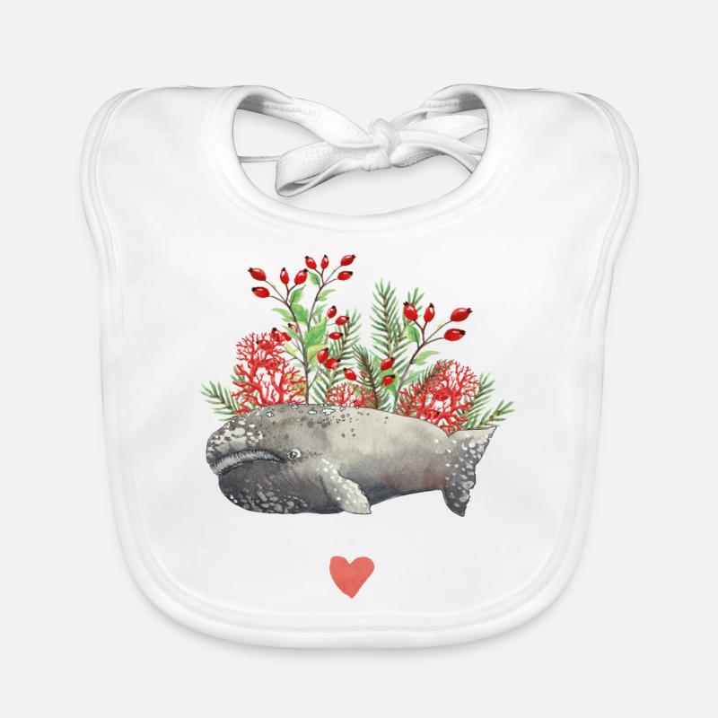 Baleine & Corail - Bavoir bio Bébé - blanc