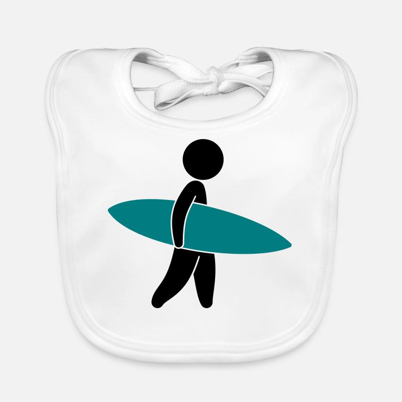 Un surfeur avec sa planche de surf Bavoir bio Bébé