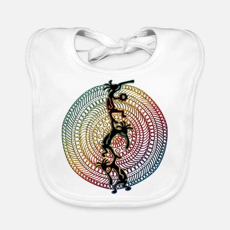 Kokopelli Musicista Acrobati - Mandala 1 Bavaglino ecologico per neonato