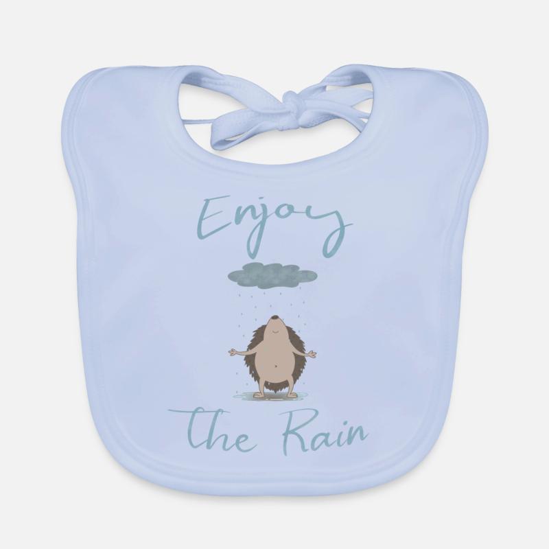 Illustrated hedgehog in the rain Organic Baby Bibs