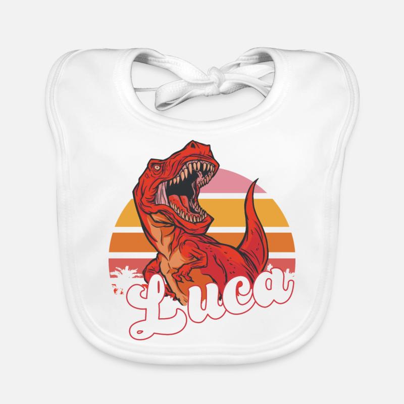 LUCA - Beau nom de garçon avec T-REX Dino Bavoir bio Bébé