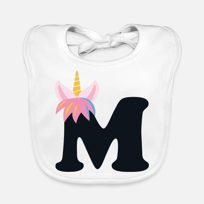Einhorn-Buchstabe Regenbogenstyle "M" | be unique Baby Bio-Lätzchen