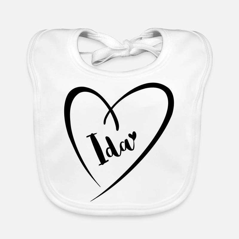 Ida nom prénom dans le cadre du coeur Bavoir bio Bébé