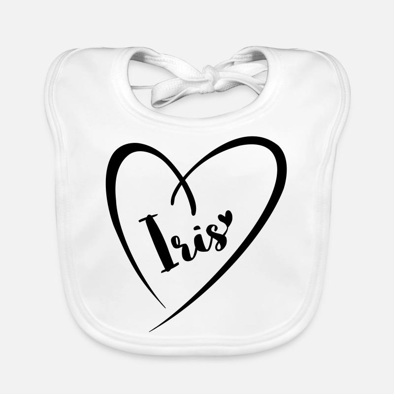 Iris Name Vorname im Herzrahmen Baby Bio-Lätzchen