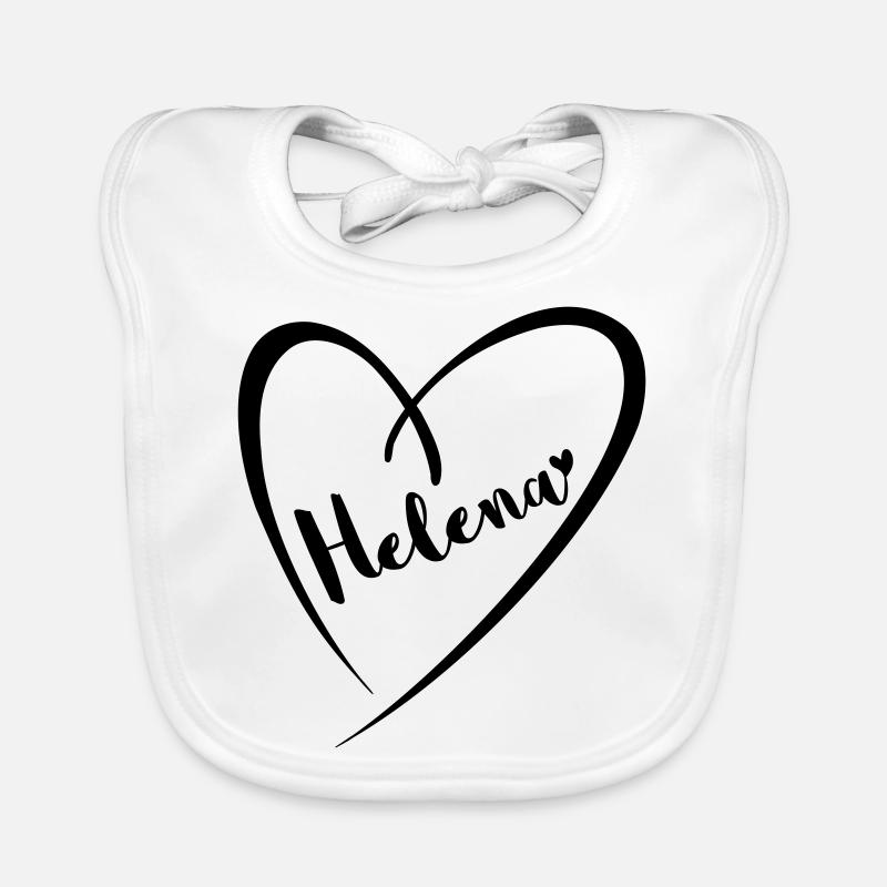 Helena nom prénom dans le cadre du coeur Bavoir bio Bébé