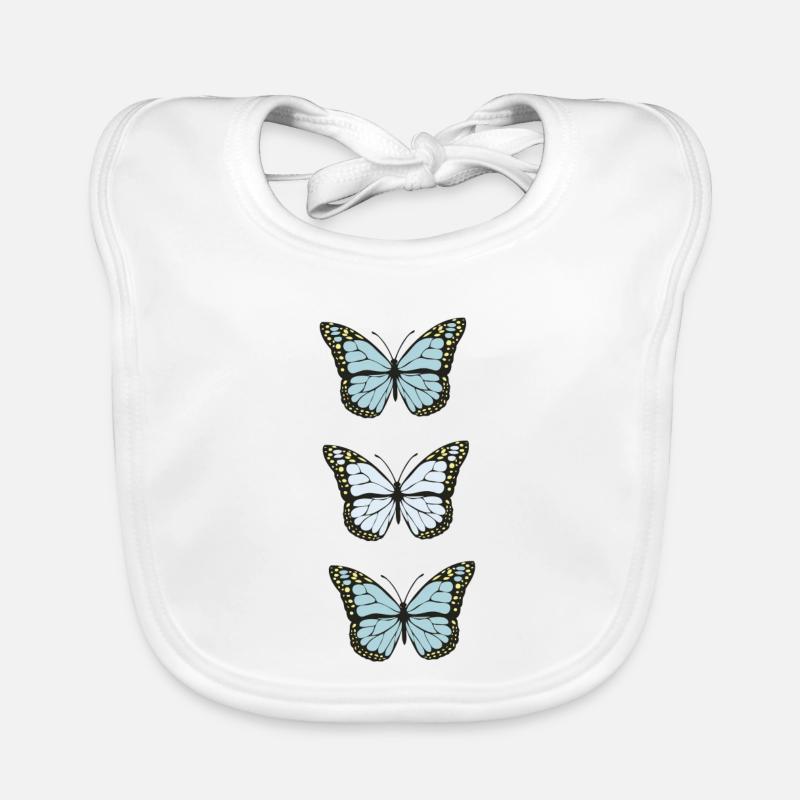 Trois Papillons Monarques Bleus Bavoir bio Bébé