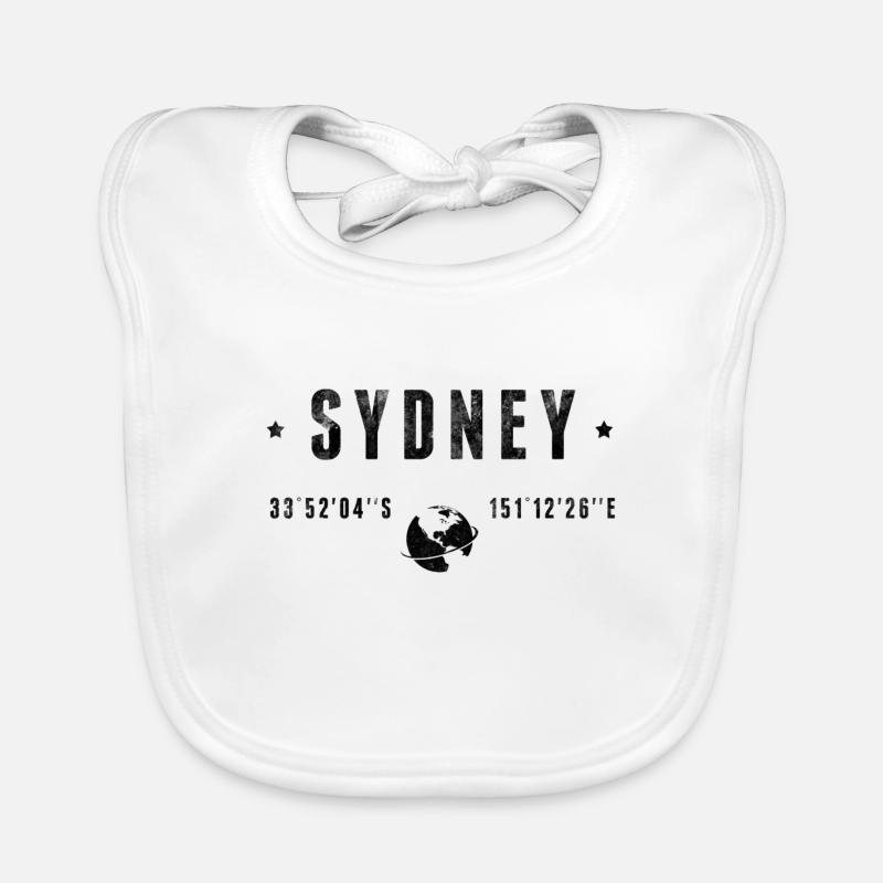 Sydney Coordonnées Géographiques Stylisées - Bavoir bio Bébé - blanc