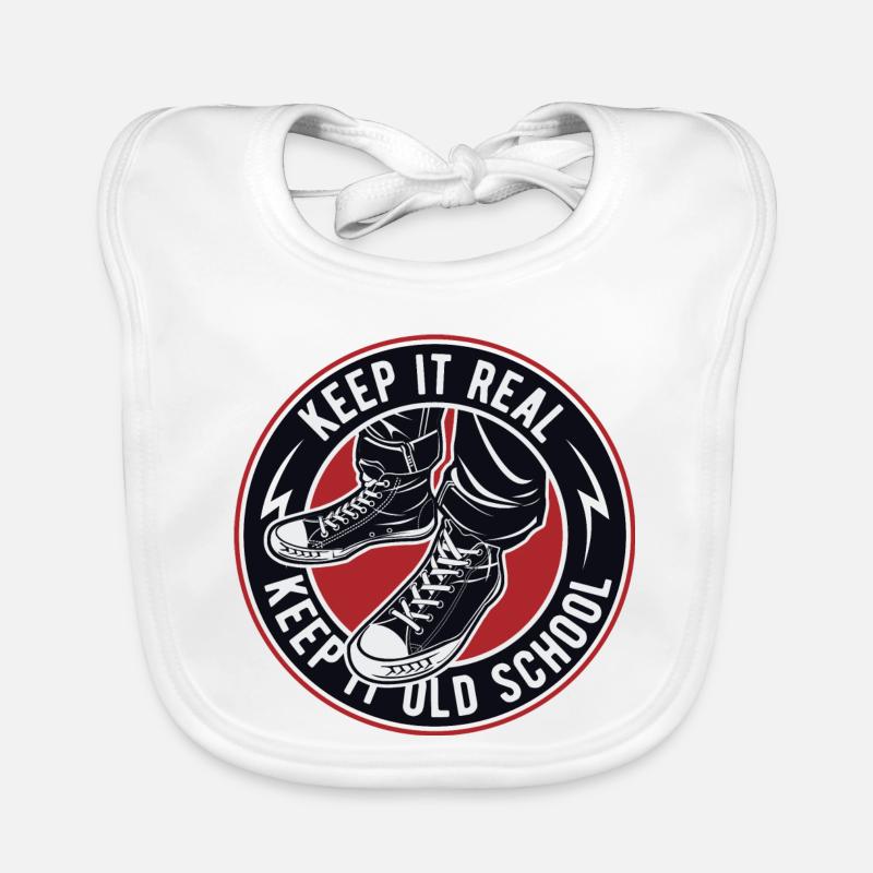 Keep It Real Old School Sneakers Logo Organic Baby Bibs